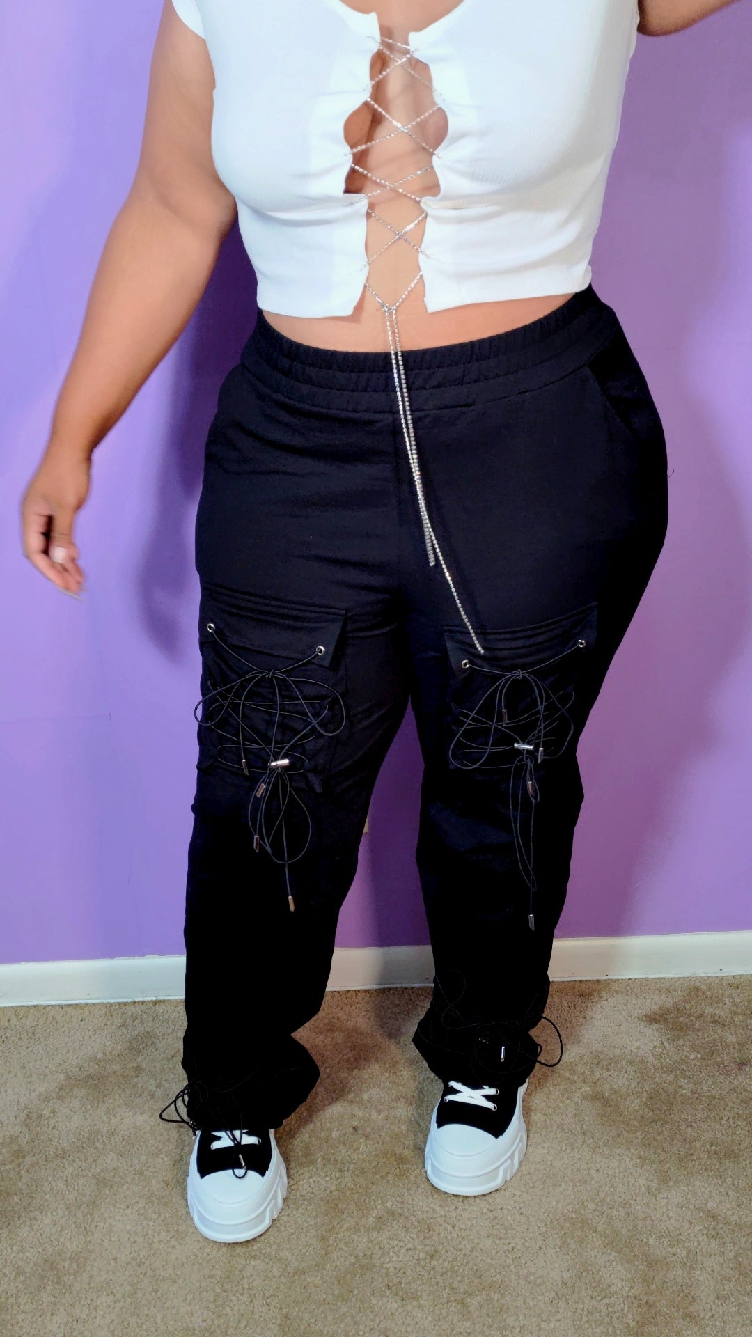 String Tie Cargo Pants