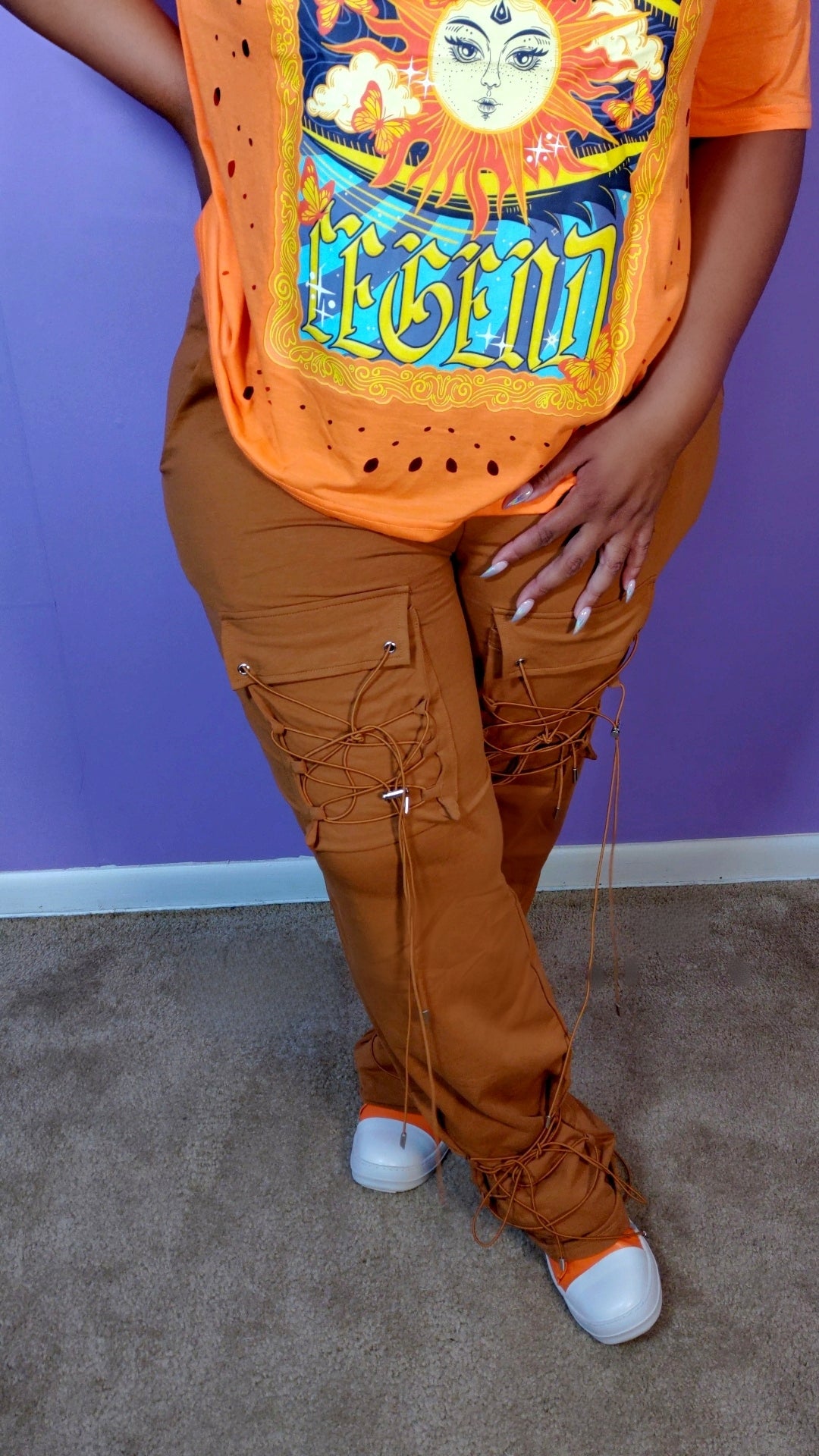 String Tie Cargo Pants