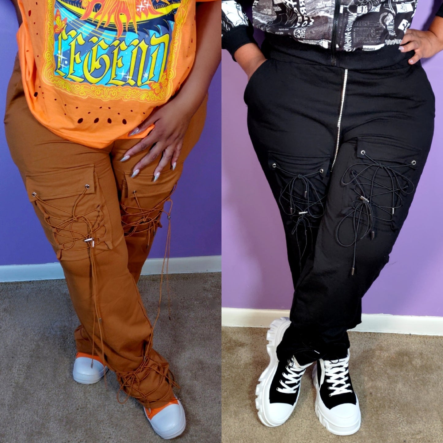 String Tie Cargo Pants