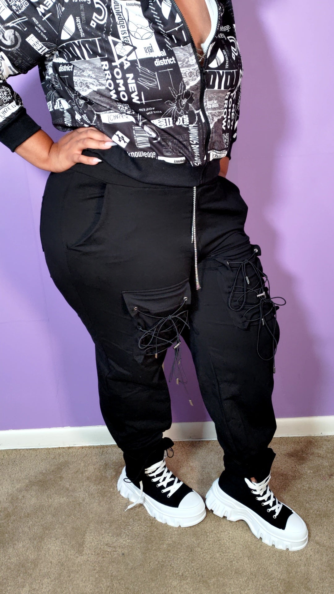 String Tie Cargo Pants