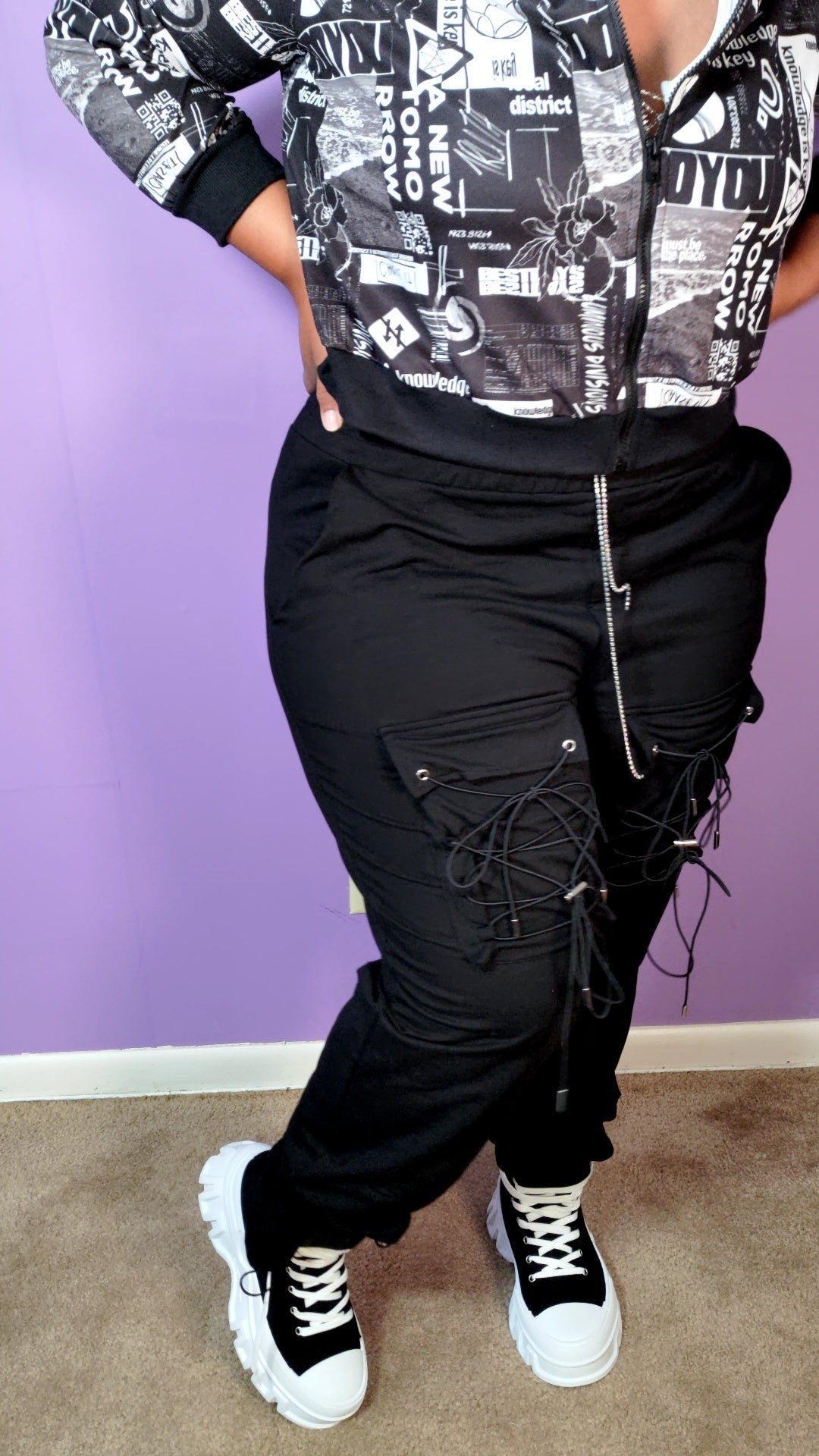 String Tie Cargo Pants