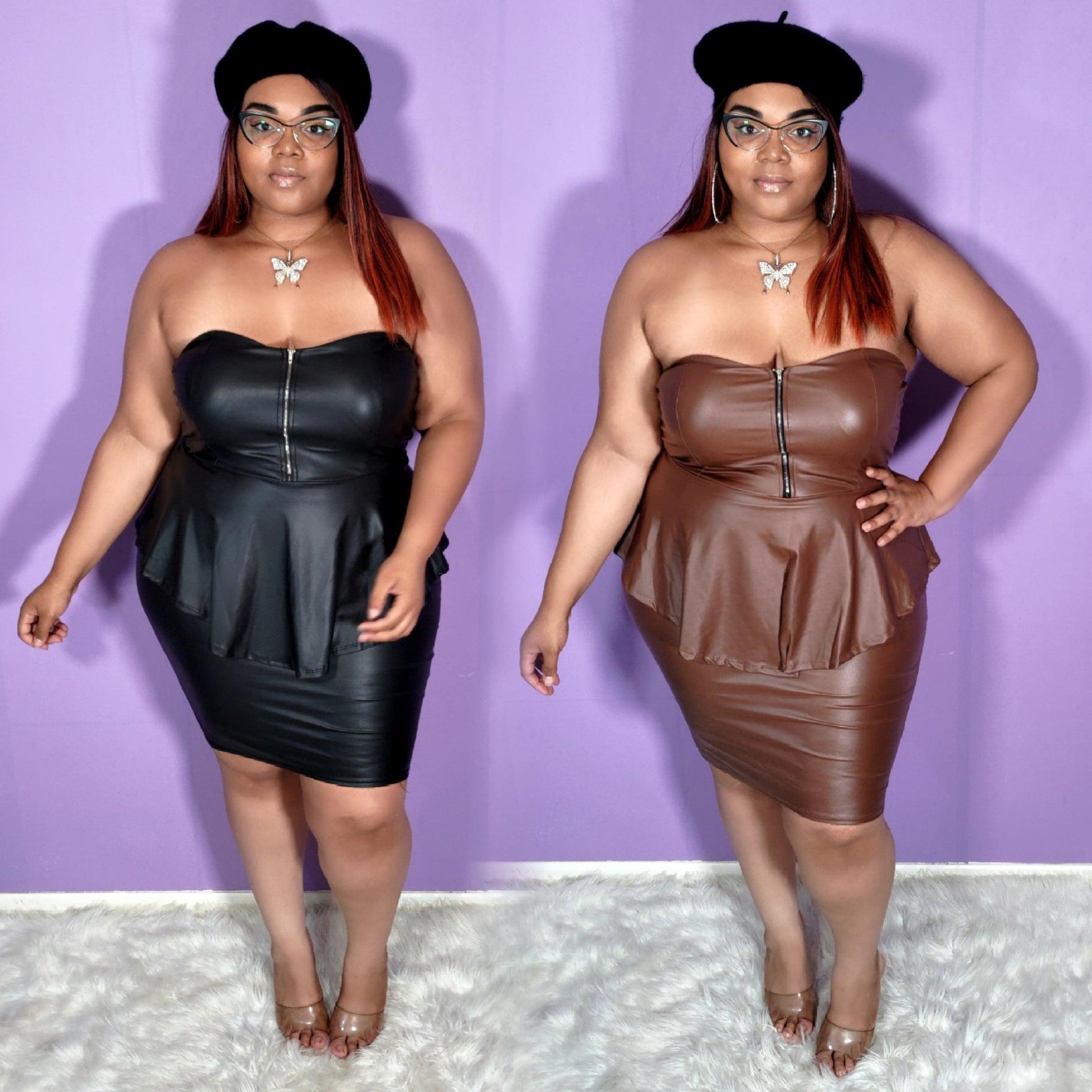 plus size leather peplum dress Leather peplum dress